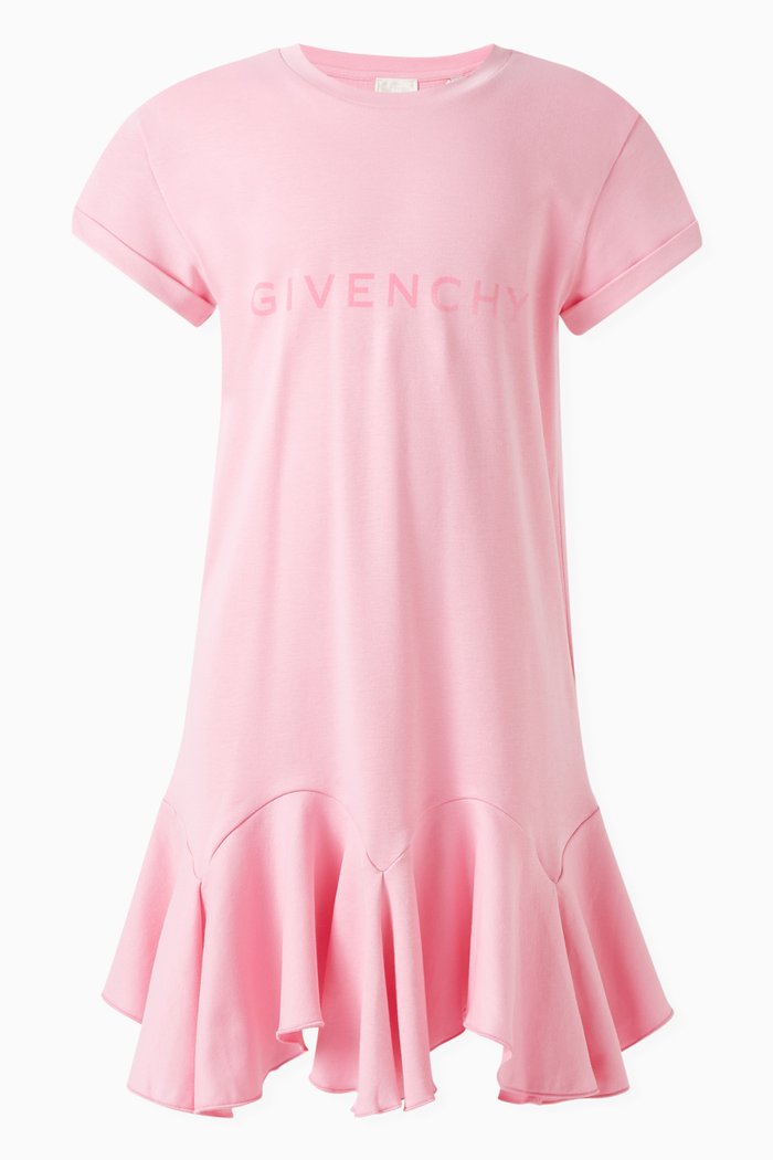 

Logo-print Asymmetrical Dress in Cotton, Pink