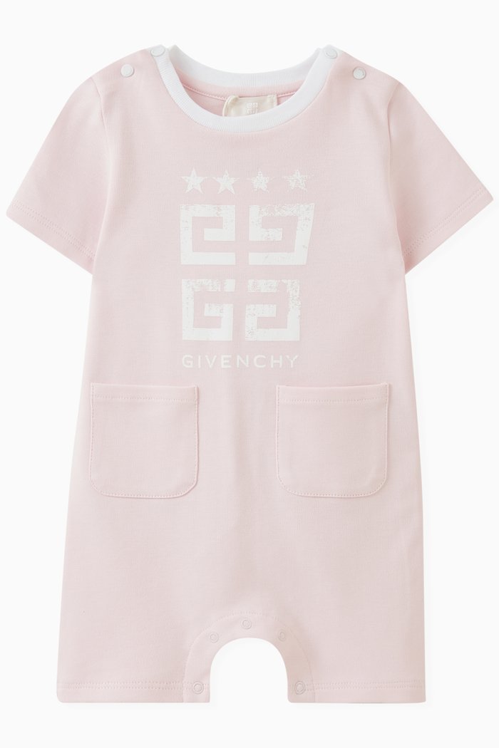 

Logo-print Romper in Cotton, Pink