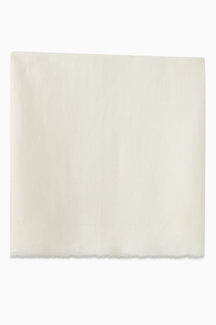 

Crest Jacquard Stole in Silk & Linen, White