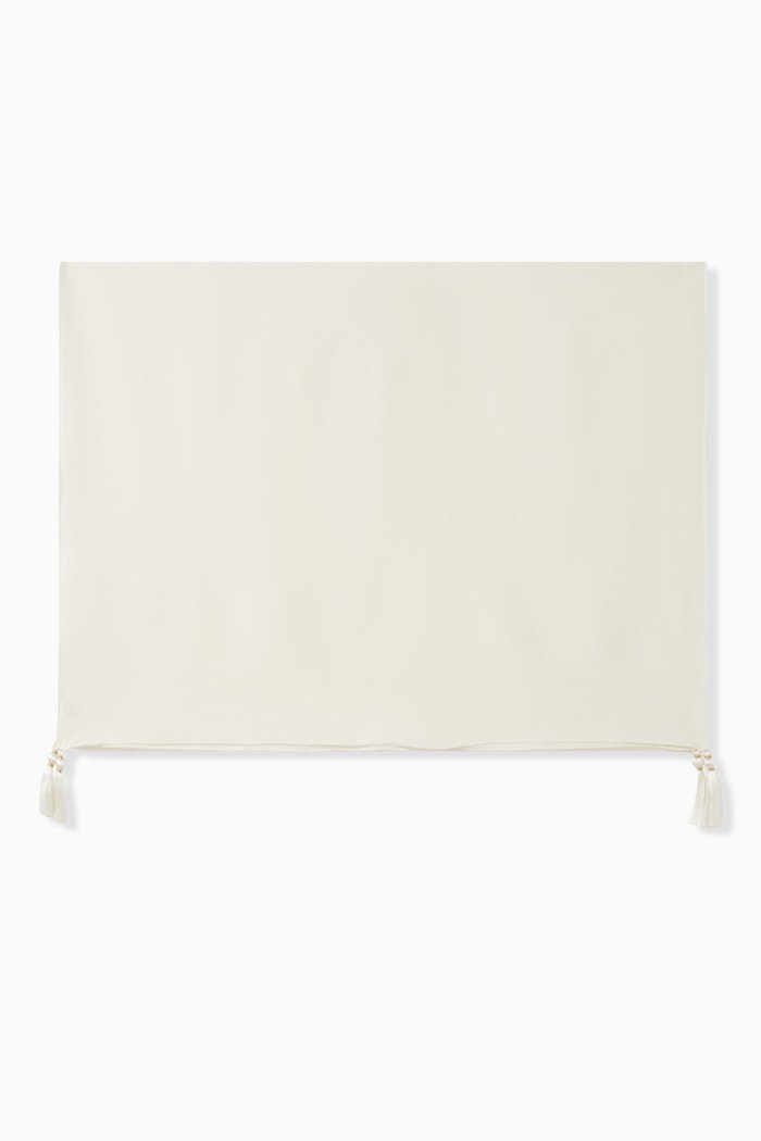 

Tassel Stole in Crepe de Chine, White