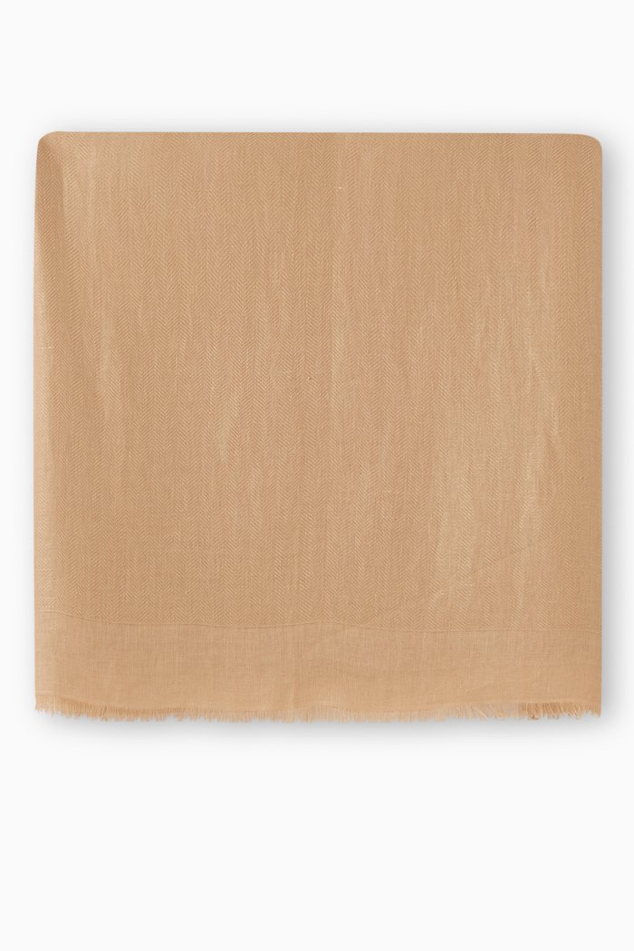 

Crest Jacquard Stole in Silk & Linen, Neutral
