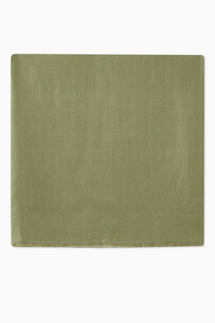 

Crest Jacquard Stole in Silk & Linen, Green