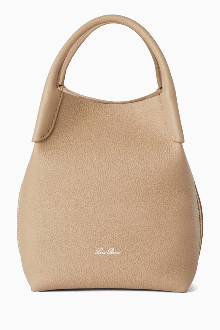 

Small Bale Bucket Bag in Leather, Neutral