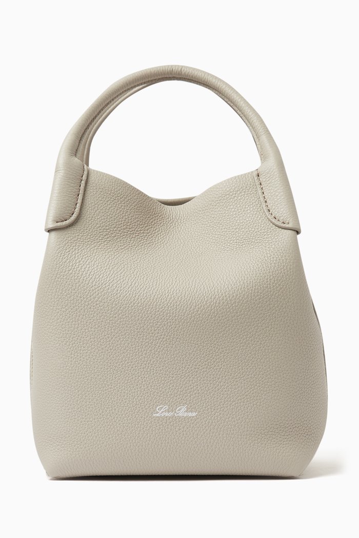 

Small Bale Bucket Bag in Leather, Grey