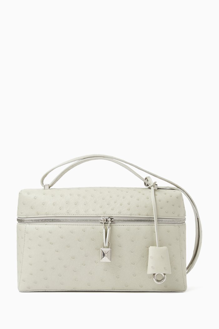 

Extra Pocket L27 Bag in Ostrich Leather, Grey