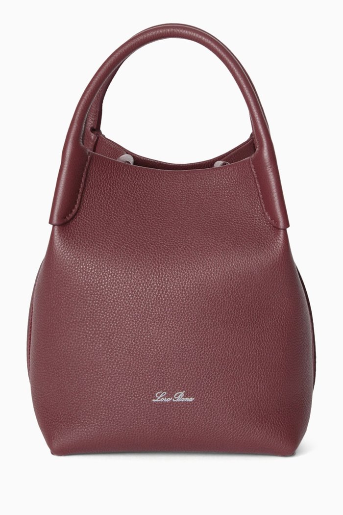 

Small Bale Bucket Bag in Leather, Burgundy