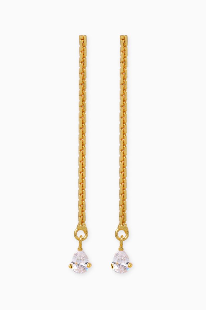 

Nubia Box Chain Earrings in 24kt Gold-plated Brass
