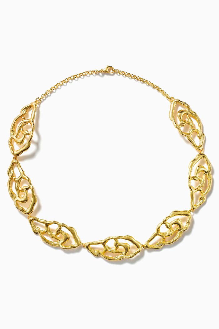 

Botanical Whisper Abstract Necklace in 24kt Gold-plated Brass