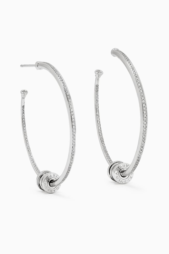 

B.Zero1 Hoop Earrings in 18kt White Gold, Silver
