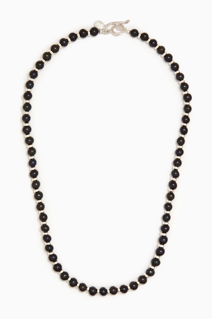 

Black Freshwater Pearl Halo Necklace in Sterling Silver