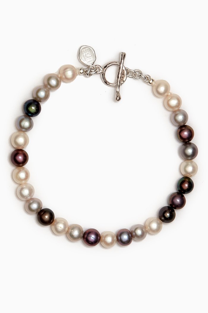 

Mixed Freshwater Pearl Bracelet in Sterling Silver, Multicolour