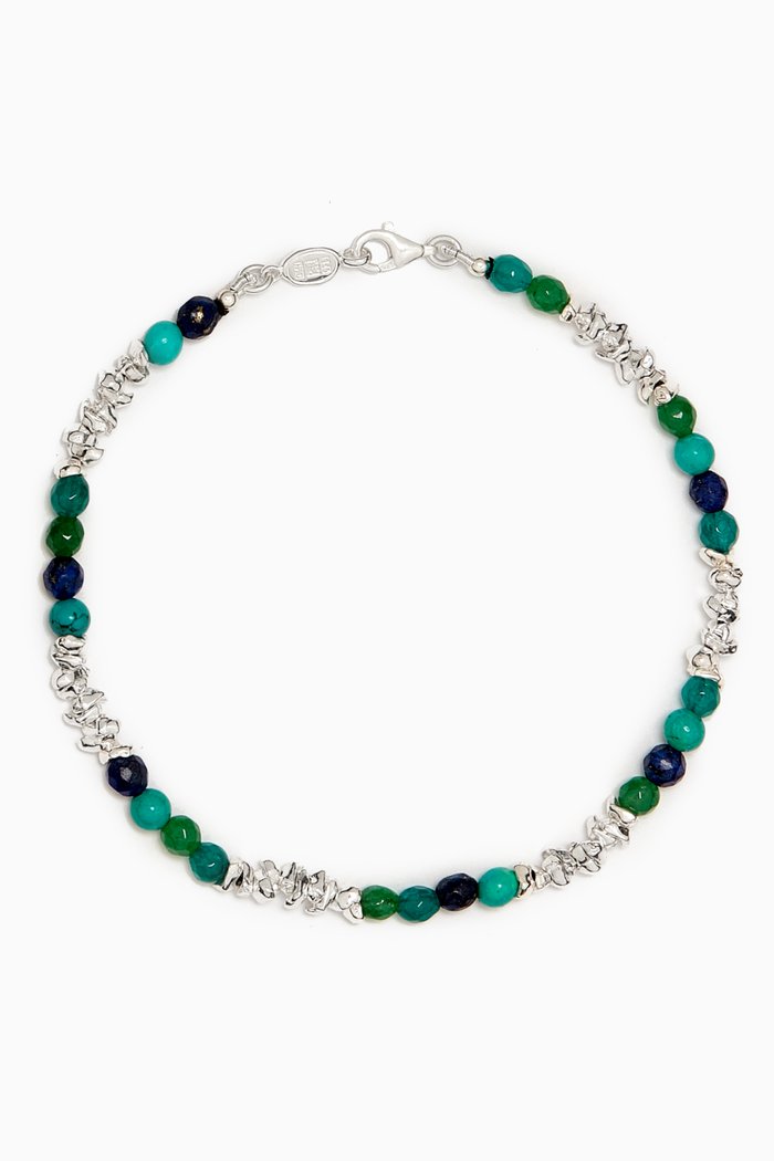 Jagged Nugget Bracelet in Sterling Silver, Green