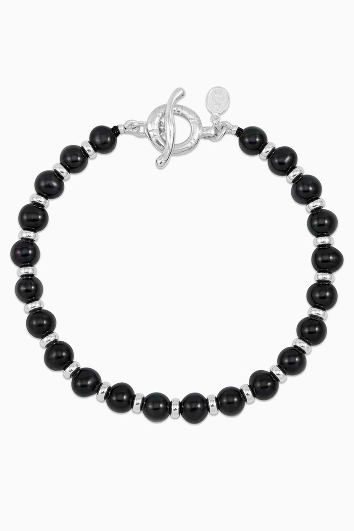 

Pearl Halo Bracelet in Sterling Silver, Black