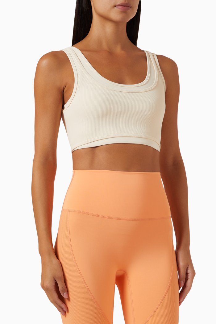 Parallel Tank Sports Bra in Stretch Nylon, Neutral