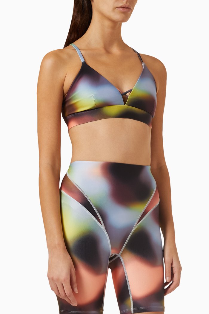 Cyper Blur-print Sports Bra, Multicolour