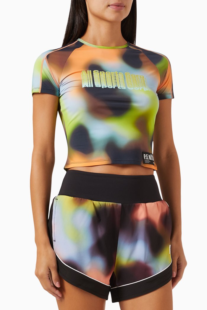 

Cyper Blur-print T-shirt, Multicolour