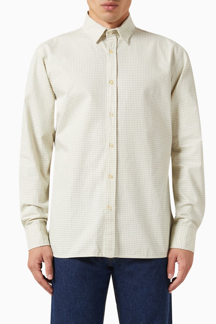 Altitude Grid Shirt in Cotton, Neutral