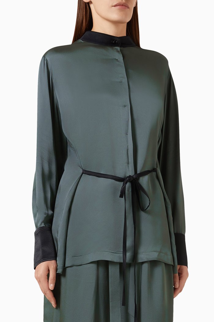 Two-tone Blouse in Viscose, Green