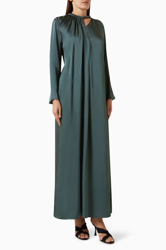 

Asymmetrical-neck Maxi Dress in Viscose, Green