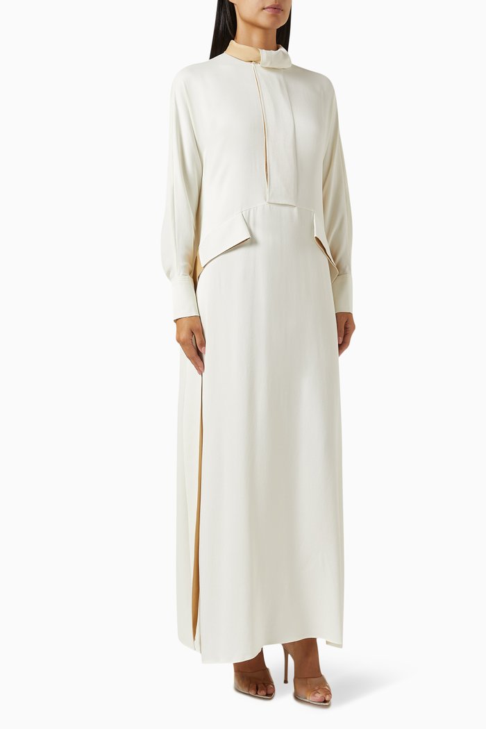 

Shawl-collar Maxi Dress in Viscose-blend, White