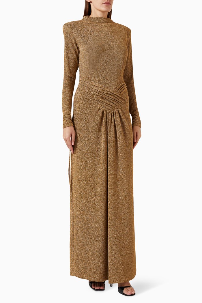 Backless Maxi Dress in Lurex, Neutral