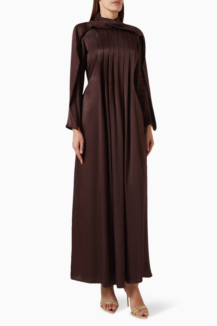 

Pleated Maxi Dress in Viscose-blend, Neutral