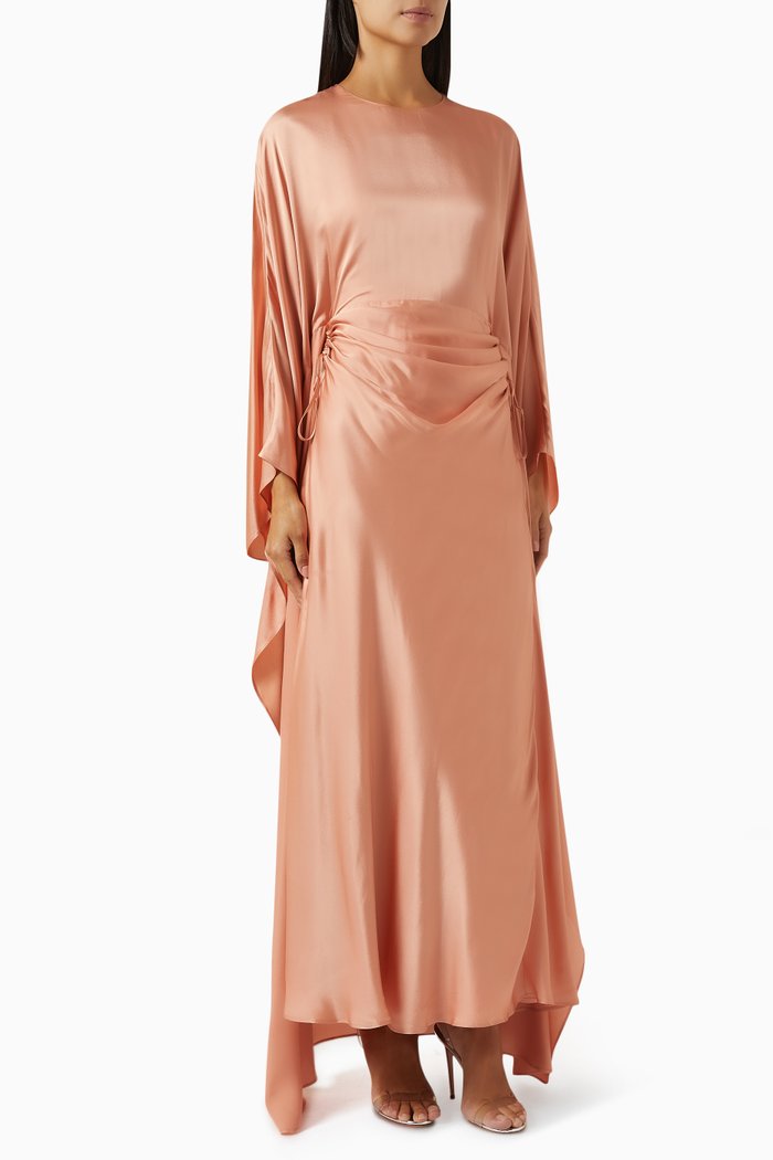 

Draped Cape Maxi Dress in Viscose, Pink