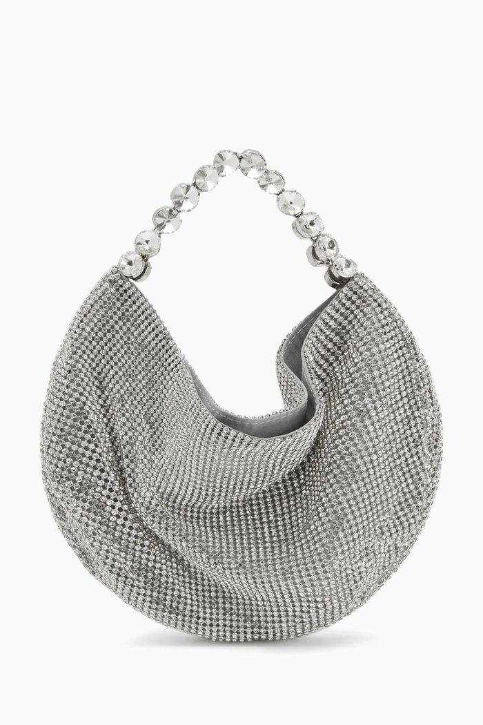 

Chainmail Hobo Bag in Crystal Mesh, Silver
