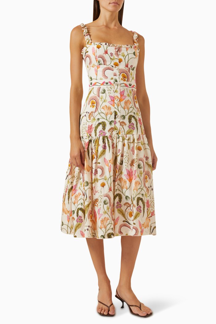 

Nispero Habitat Midi Dress in Linen, Multicolour