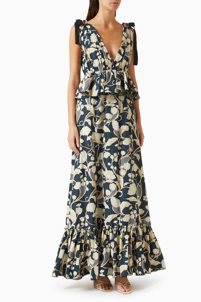 

Infinito Perla Maxi Dress in Cotton-poplin, Multicolour