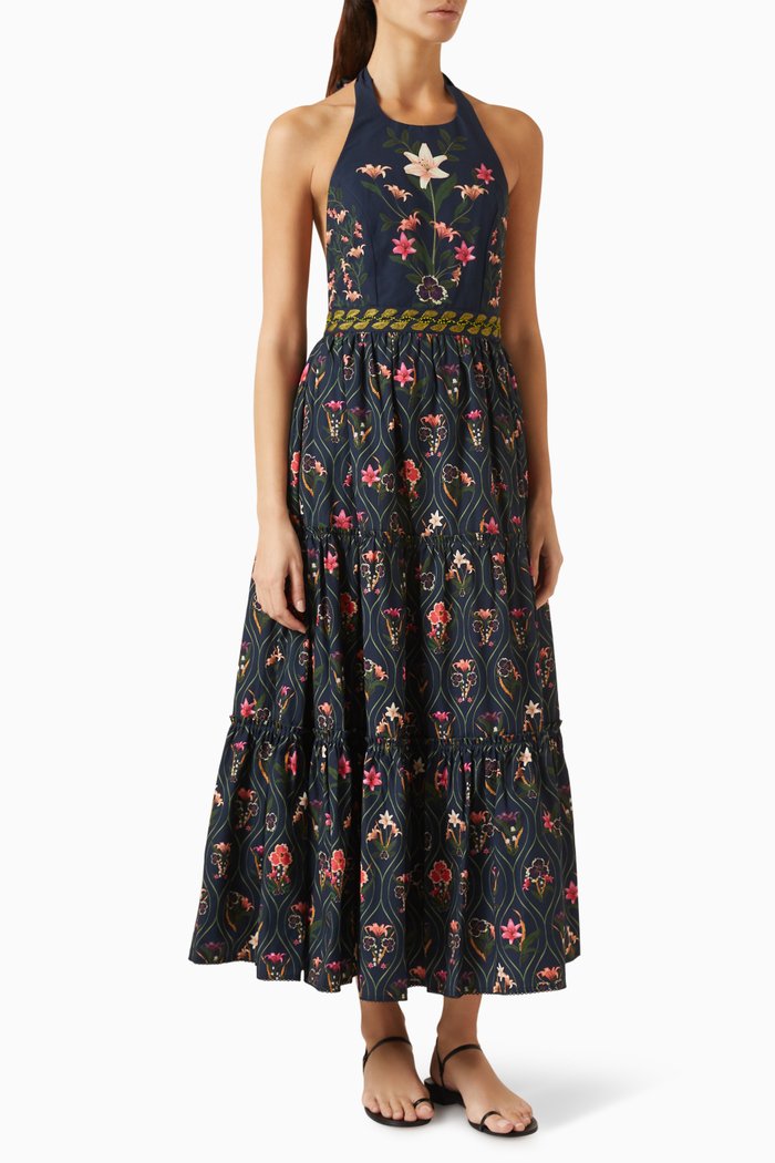 

Consuelo Pacifico Midi Dress in Cotton, Multicolour
