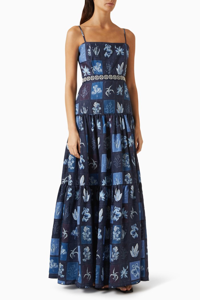 

Lima Algae Floral-print Maxi Dress in lINEN, Multicolour