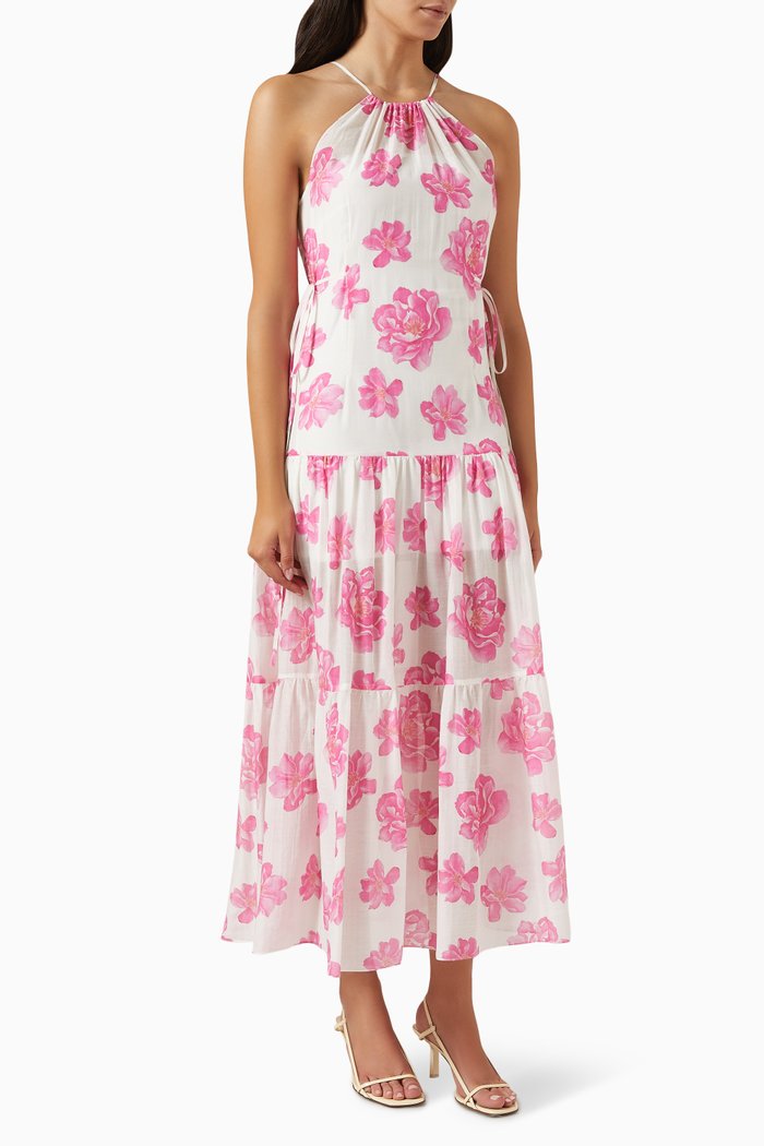 

Sahara Halterneck Maxi Dress in Silk-blend, Multicolour