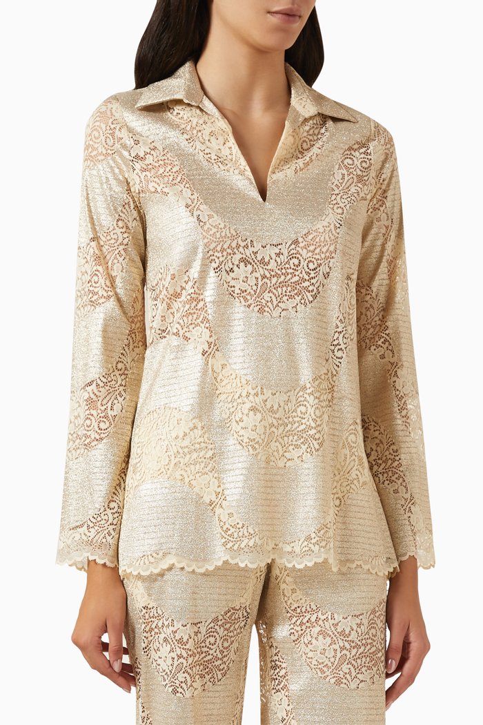 

Amelia Shirt in Lace, Gold