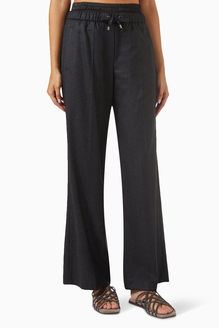 

Wide-leg Pants in Wool Flannel, Grey