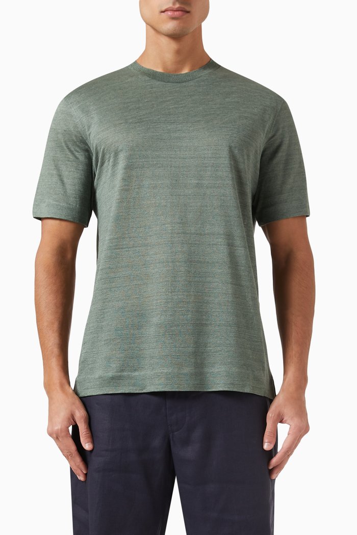 

Crewneck T-shirt in Linen, Green