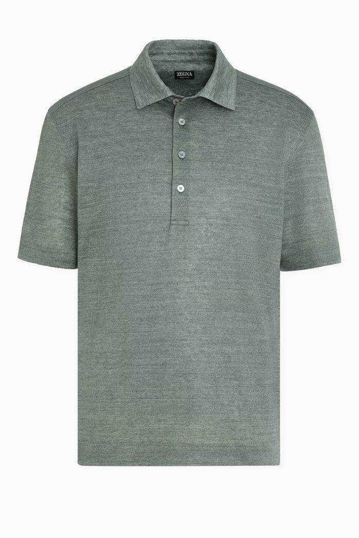 

Polo Shirt in Linen, Green