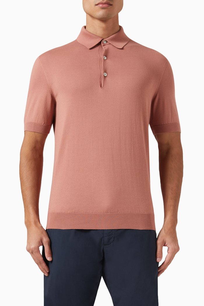 

Polo Shirt in Cotton-knit, Pink