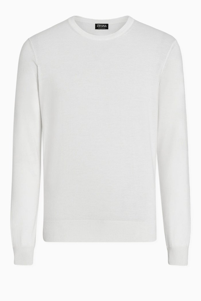 

Crewneck Sweater in Silk & Cashmere-blend Knit, White