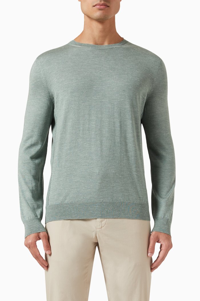 

Crewneck Sweater in Silk & Cashmere-blend Knit, Green