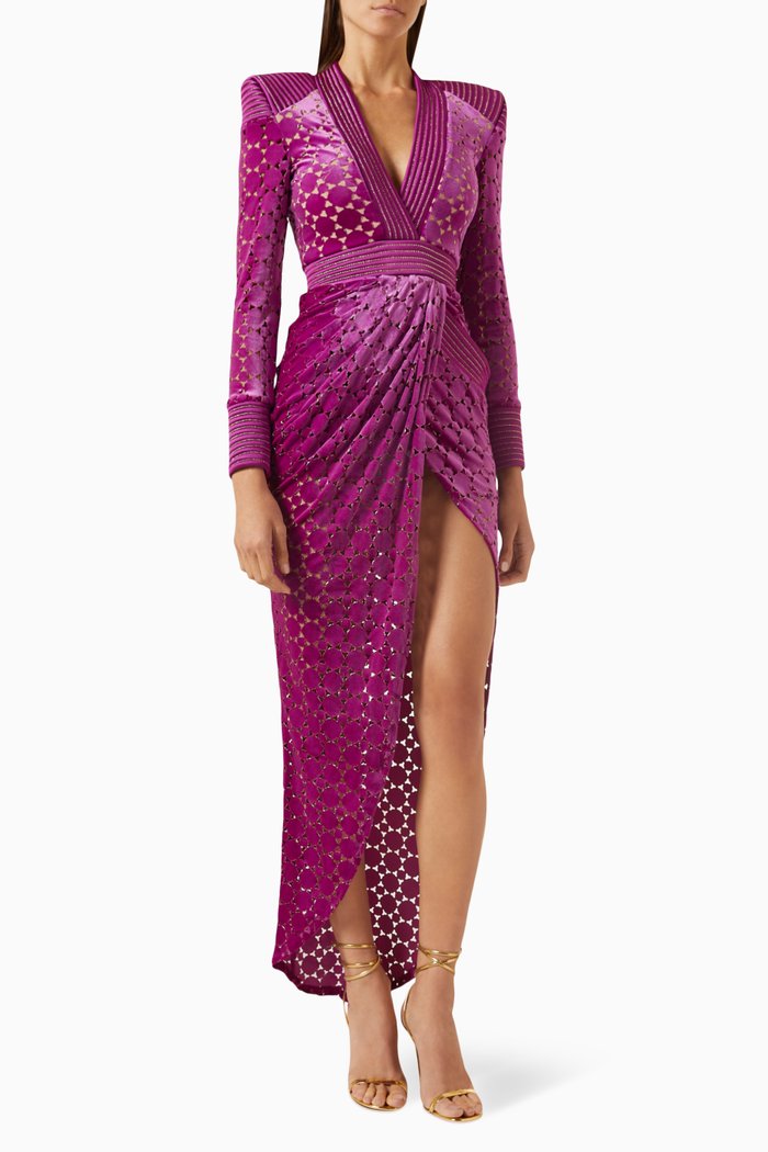 

Shadow Lounge Gown in Velvet, Pink