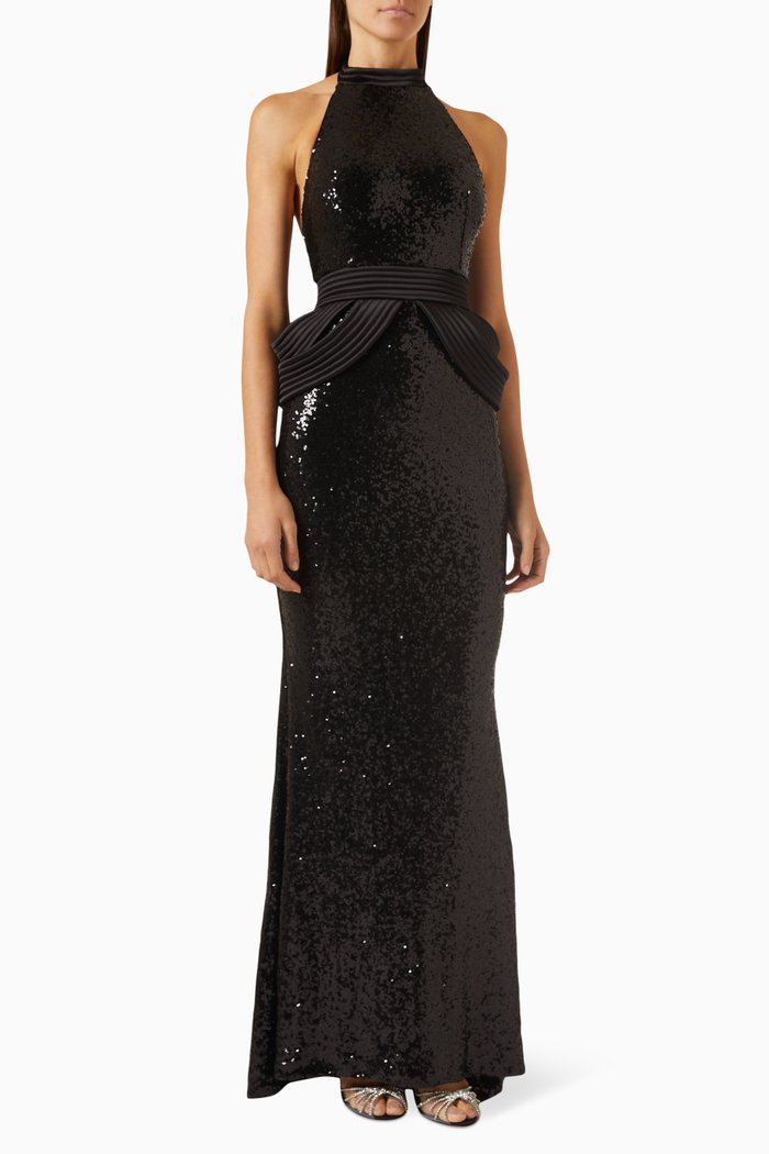 

The Risen One Gown in Sequinned Jersey, Black