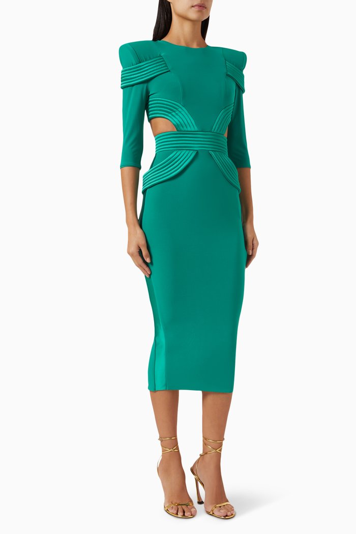 

La Reine Noire Midi Dress in Jersey, Green