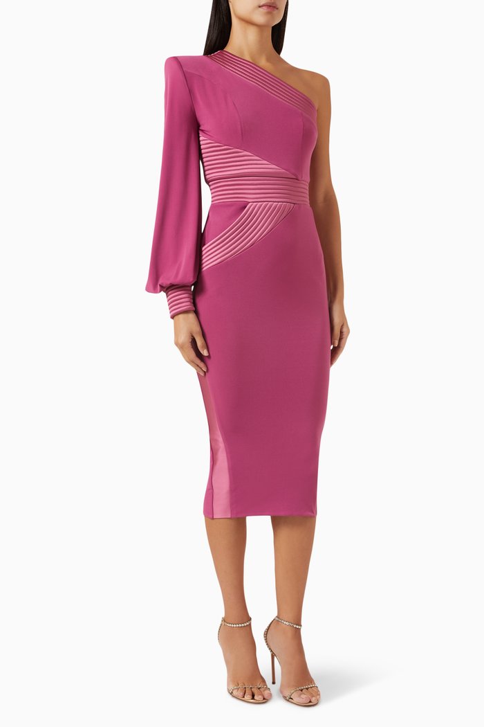 

Me And You One-shoulder Midi Dress in Jersey Fabric, Pink