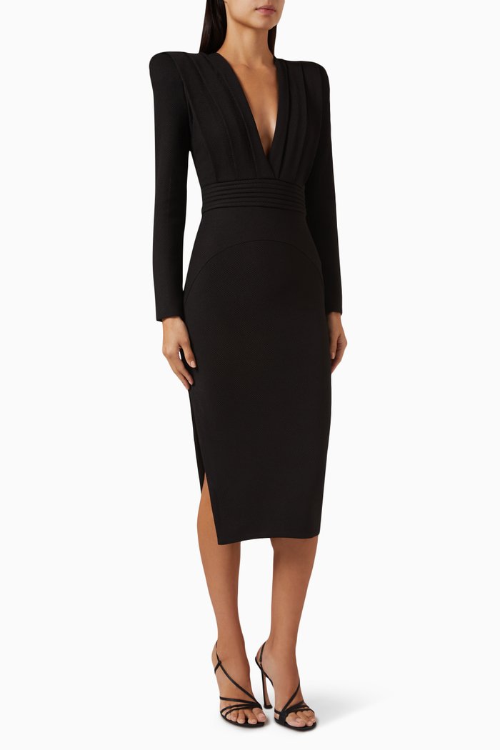 

Odyssey Midi Dress in Crepe Knit, Black