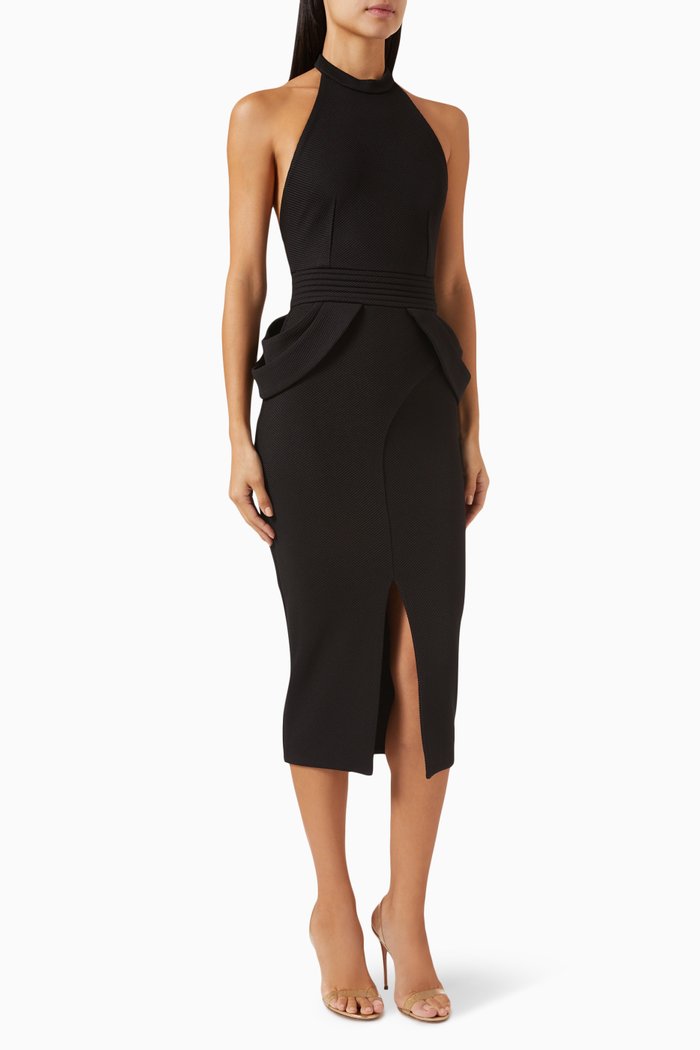 

Rise Midi Dress in Crepe, Black