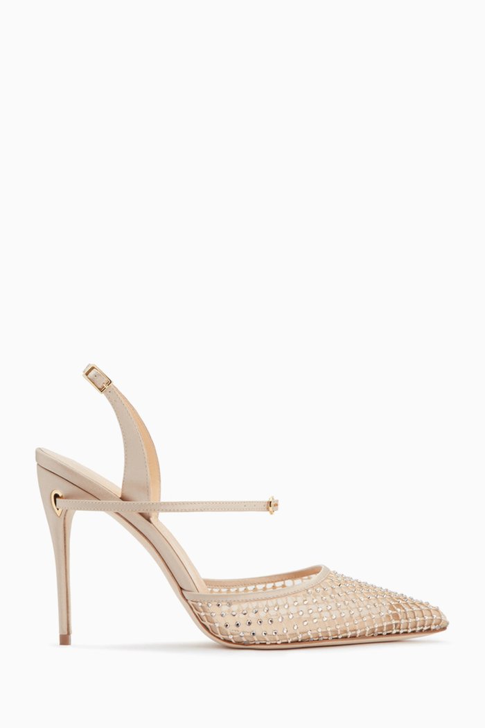 

Vittorio 105 Slingback Pumps in Satin & Mesh, Neutral