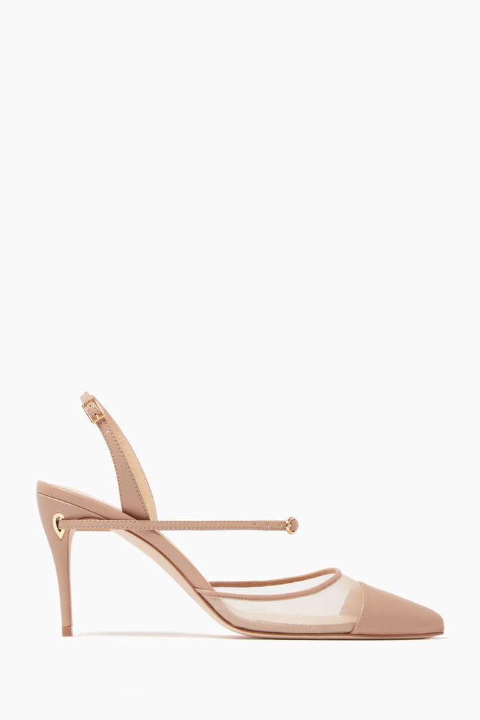 

Vittorio 85 Slingback Pumps in Nappa & Mesh, Neutral