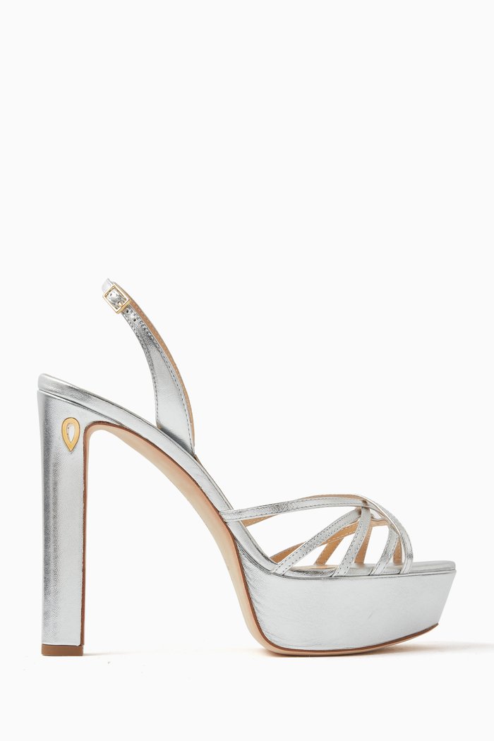 

Roberto 130 Platform Sandals in Metallic Nappa, Silver