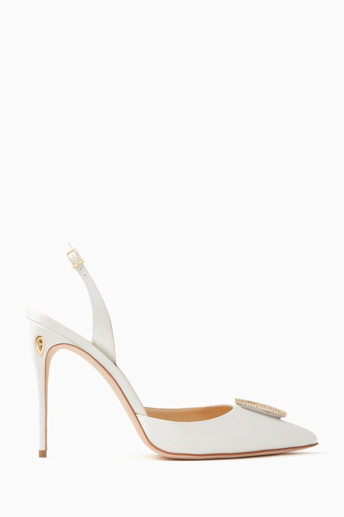 

Vittorio 105 Slingback Pumps in Satin, White